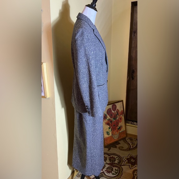 Vtg RALPH LAUREN Size 8 10 SkirtSuit Marled Gray Wool Preppy Classic Equestrian - Picture 4 of 16